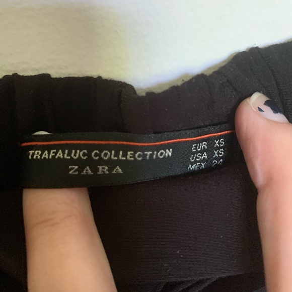 ZARA TRAFALUC COLLECTION belted tie front black capri pants - Picture 5 of 6